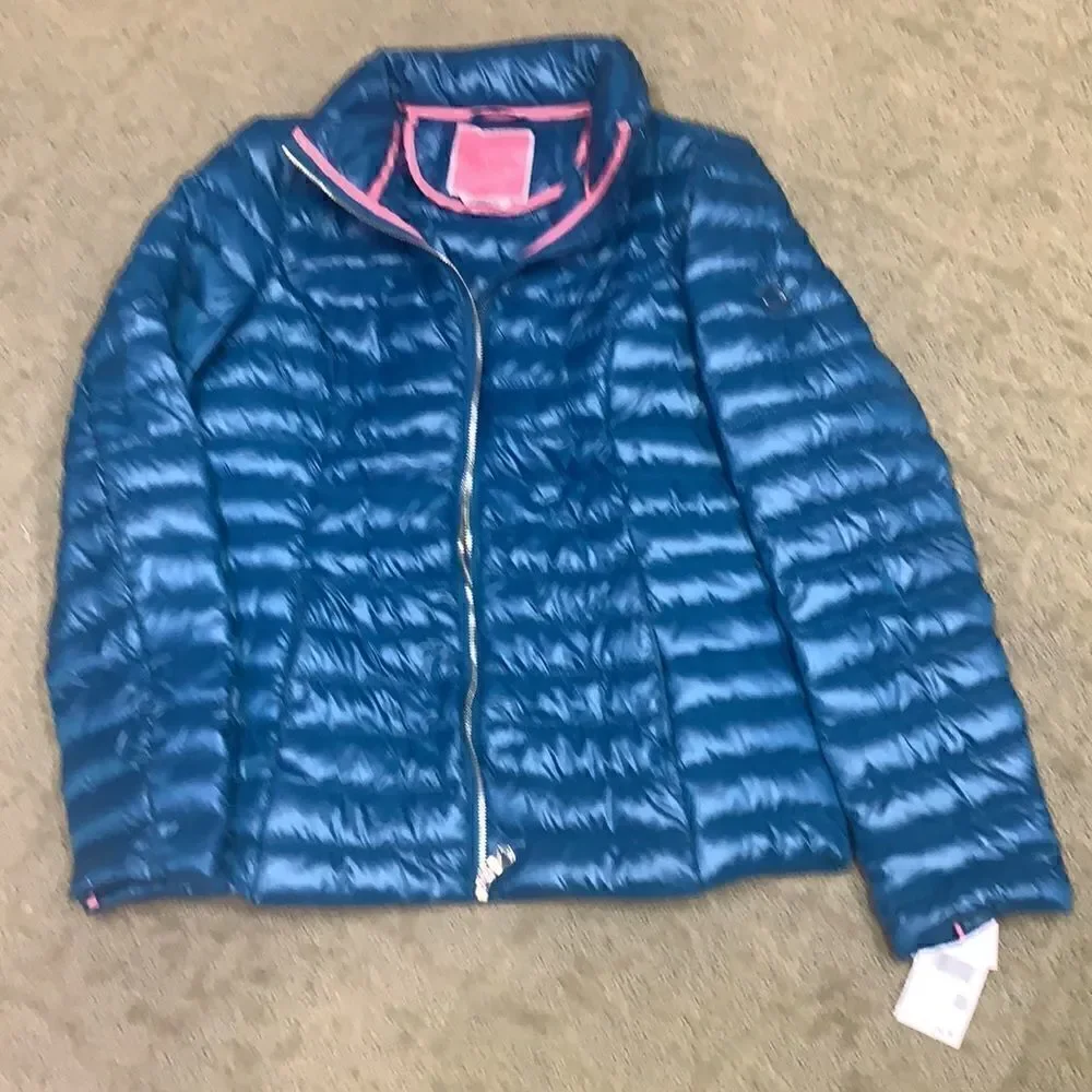 GORGEOUS Kate Spade School Essentials Women XS Packable Down Jacket Dark Peacock